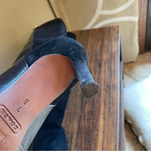 Coach Leather and Suede Tall Boot Size 7 Black - Picture 10 of 11